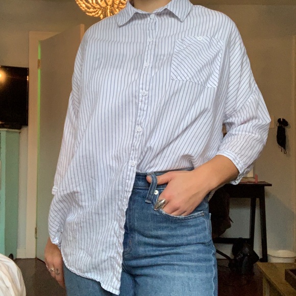 White stripe button down shirt - Picture 2 of 3